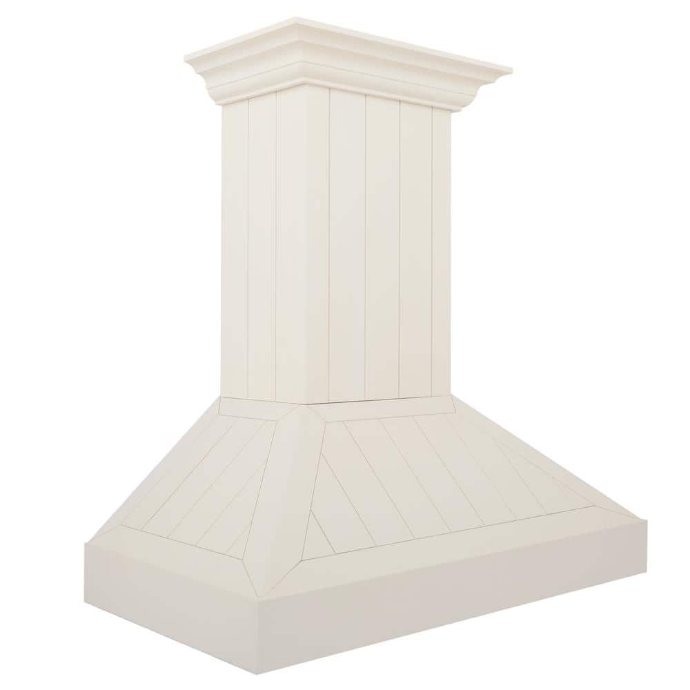 30" Cottage White Pine and Stainless Steel Wall Mount Range Hood