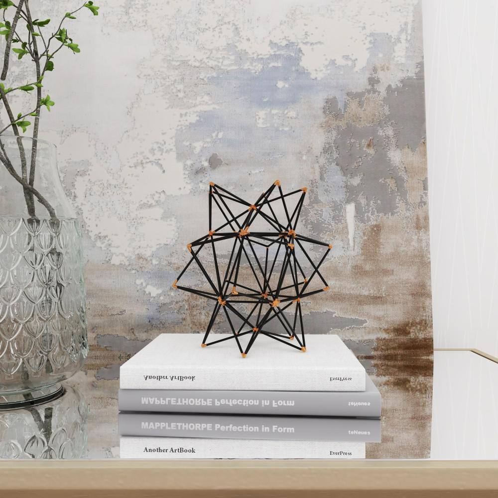 Black and Gold Geometric Metal Star Sculpture