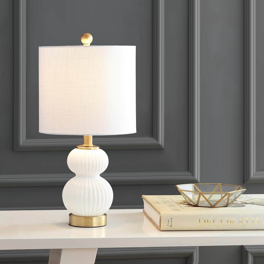 Daphne 20" White and Brass Ribbed Metal Table Lamp