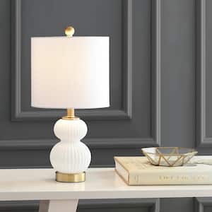 Daphne 20 in. White/Brass Ribbed Metal/Glass LED Table Lamp