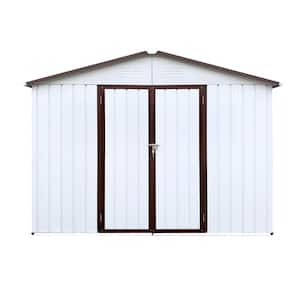 8 ft. W x 6 ft. D Metal Outdoor Storage Shed with Lockable Door in White and Brown (48 sq. ft.)