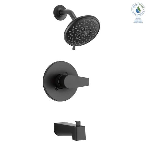 Peerless Xander 1-Handle Wall Mount Tub and Shower Trim Kit in Matte Black (Valve not Included)