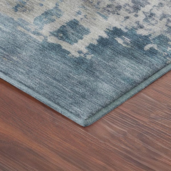 Mayfield Premium Machine Washable Abstract AMF2366 Blue 2 ft. x 3 ft. Accent Rug