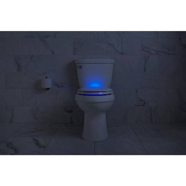 KOHLER Elongated Toilet Seat Closed Front 2 LED Light Quiet Close Lid Ice Grey 
