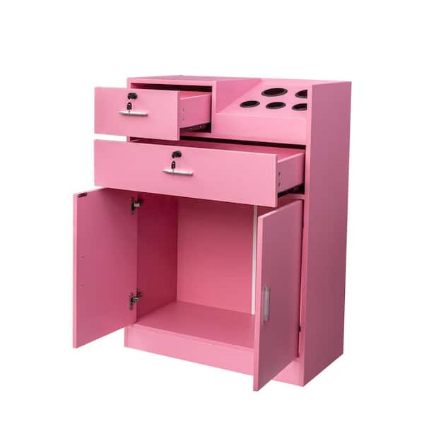 27.6 in. W x 13.78 in. D x 39.37 in. H Bathroom Pink Linen Cabinet
