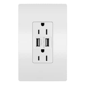 radiant 15 Amp 125-Volt Duplex Outlet with 3.1 Amp USB with Wall Plate, White