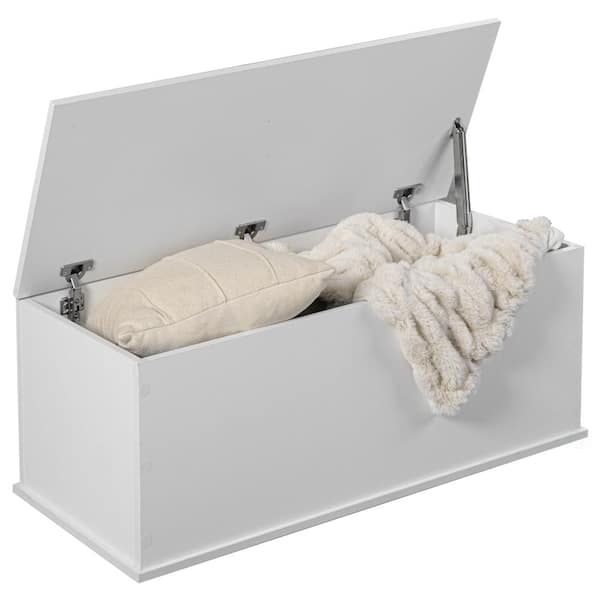 Multi Purpose White Wooden Storage Box, Organizer and Bench Perfect Furniture to Add Accent in Entryway
