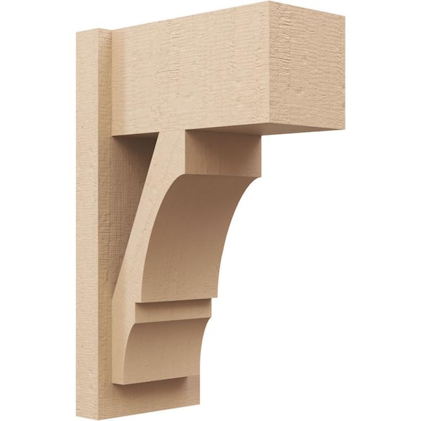 Ekena Millwork 8 in. x 22 in. x 14 in. Balboa Block Rough Cedar Woodgrain Timberthane Polyurethane Outlooker, Primed Tan