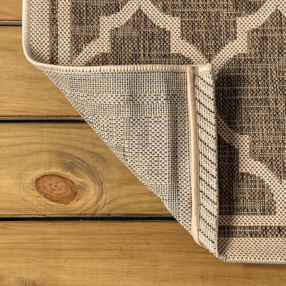 Trebol Moroccan Trellis Brown Beige 9' x 12' Indoor Outdoor Area Rug