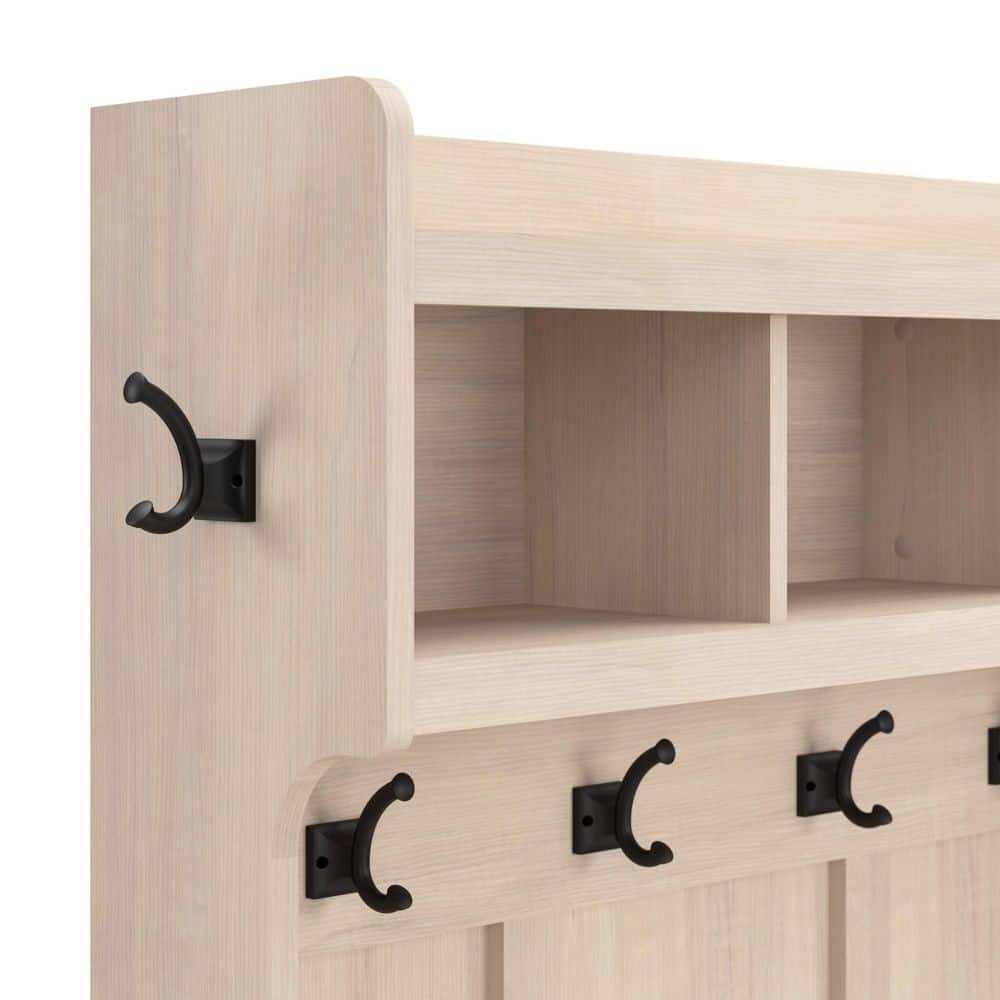 White Washed Maple Hall Tree with Storage Bench and Drawer