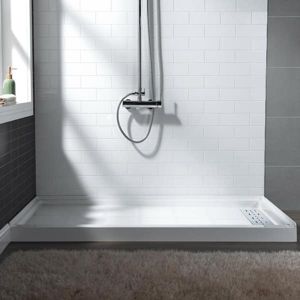 Sunny Shower 32 in. D x 4 in. H White Left Drain Rectangular Base, 32 in. W x 48 in. D x 4 in. H / White