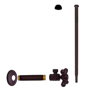 1/2 in. IPS inlet x 3/8 in. OD x 12 in. Corrugated Supply Line Kit with Cross Handle Angle Valve, Oil Rubbed Bronze