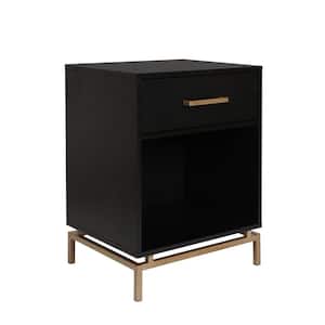 Black Nightstand Accent Table Farmhouse Bedside Table with Open Shelf 18.9 in. W x 15.8 in. D x 24.8 in. H