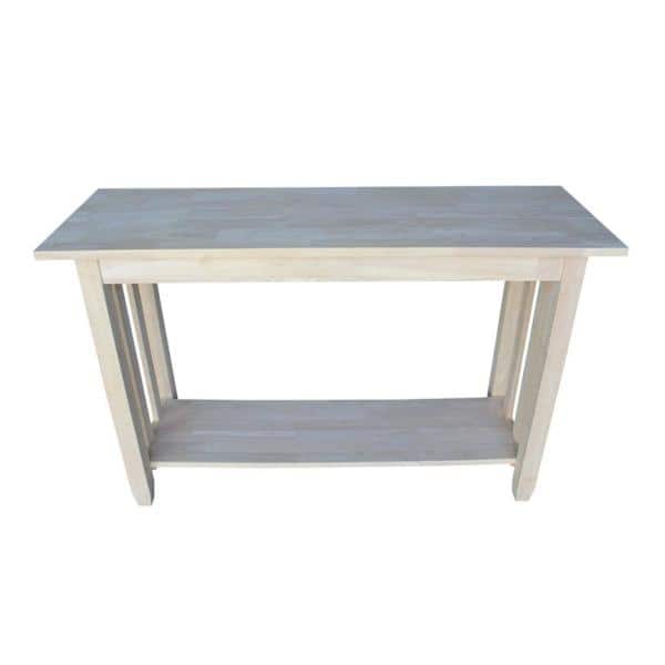 Mission Unfinished Wood Rectangular Console Table with Storage