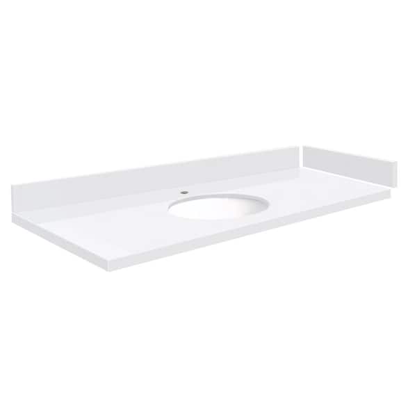 Transolid Silestone 49 in. W x 22.25 in. D Quartz White Round Single Sink Vanity Top in Miami White