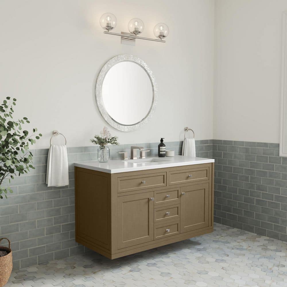 Chicago 48.0 in. W x 23.5 in. D x 33.76 in. H Single Bath Vanity in Walnut Whisper with White Zeus Silestone Quartz Top price history on PriceWatchPro
