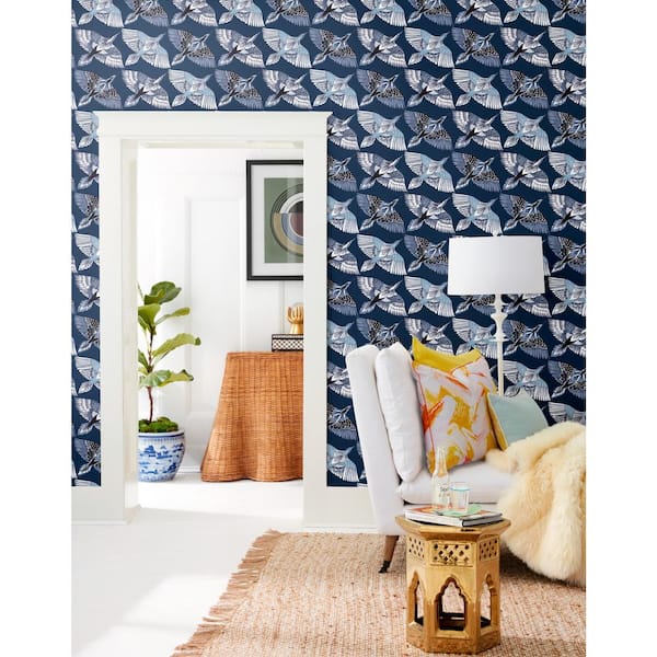 45 sq ft Feather Flight Blue Peel and Stick Non-woven Wallpaper
