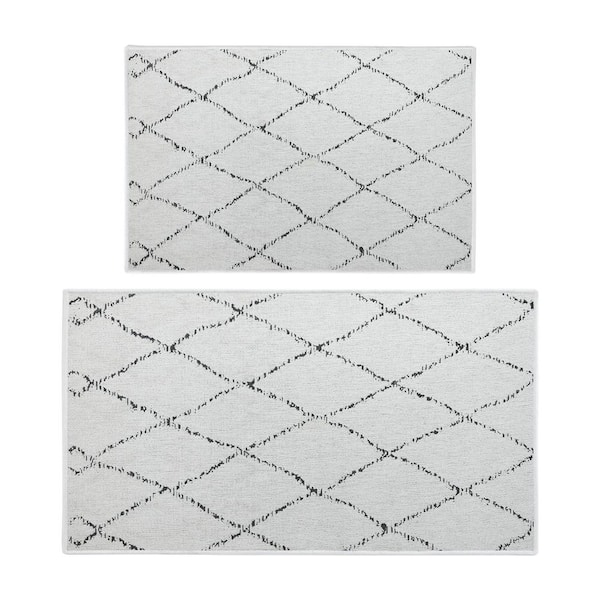 SUSSEXHOME Geometric Gray 44 in. x 24 in. and 31.5 in. x 20 in