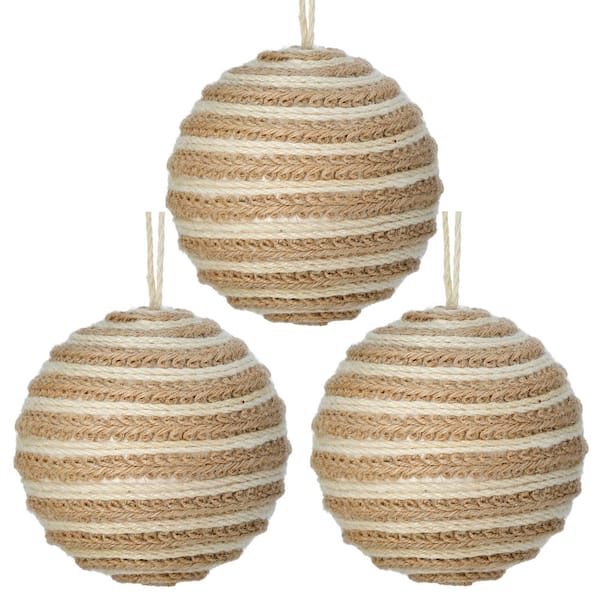 5 in. Woven Jute Ball Ornament (Set of 3)