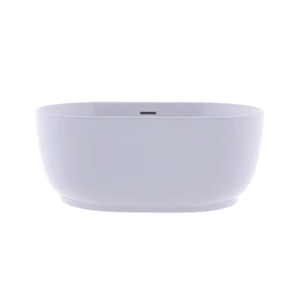 59 in. x 31.5 in. Acrylic Freestanding Flatbottom Soaking Bathtub in White