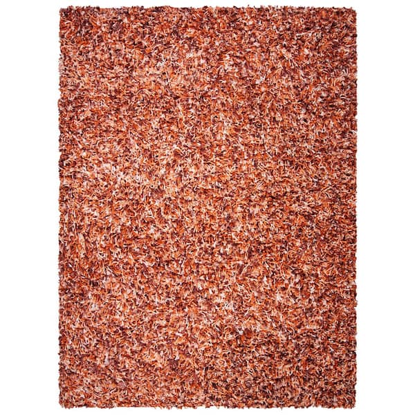 Rio Shag Rust/Ivory 8 ft. x 10 ft. Solid Area Rug