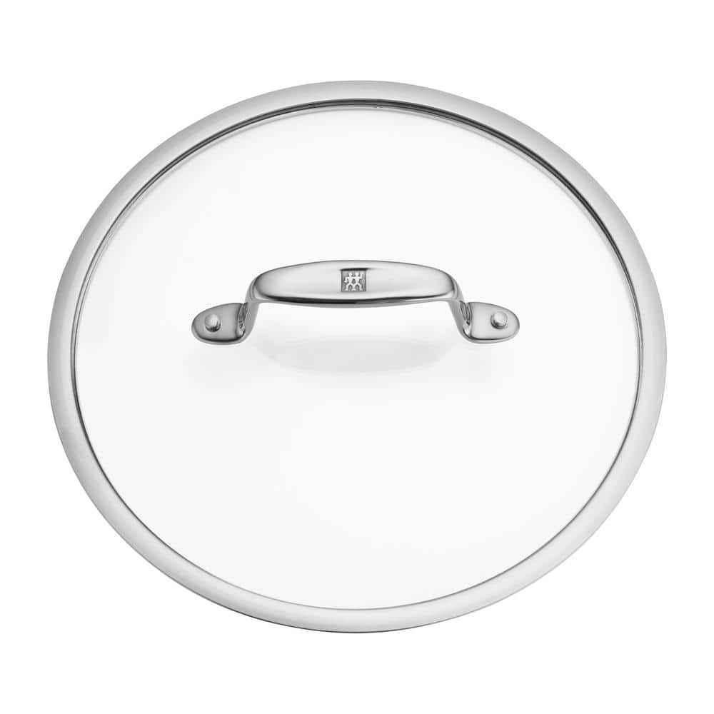 9.5-inch Silver Stainless Steel Ceramic Nonstick Fry Pan with Glass Lid