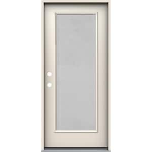 36 in. x 80 in. Right-Hand 1 Lite Micro-Granite Frosted Glass Primed Fiberglass Prehung Front Door
