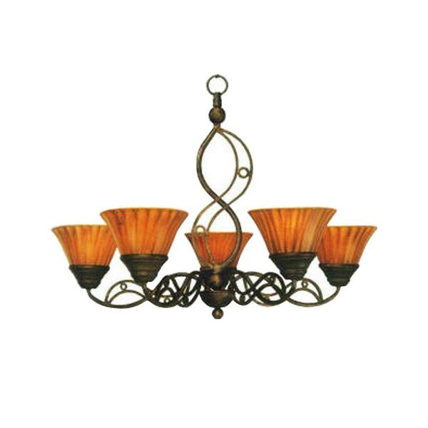 Filament Design Concord Series 5 Light Bronze Tiger Glass Chandelier -DISCONTINUED