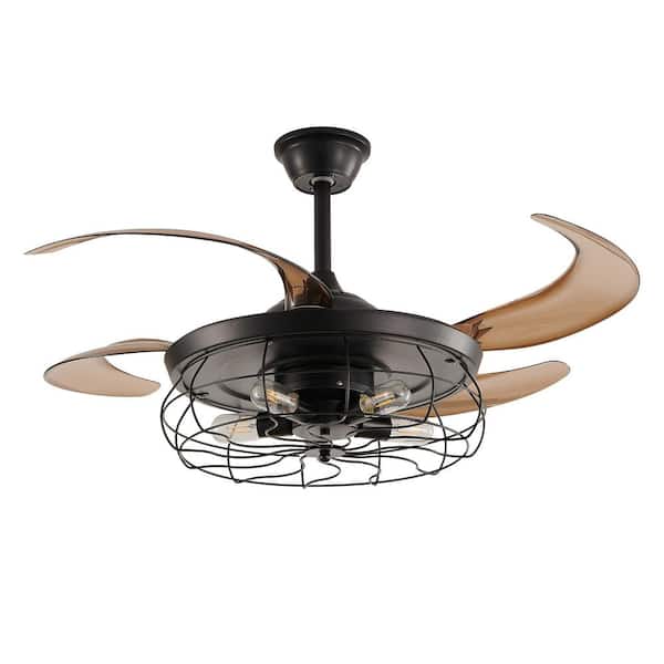 Fashion Ceiling Fan with Light 48 in. 5-Light Black Flush Mount with Bulb Not Included(1-Pack)