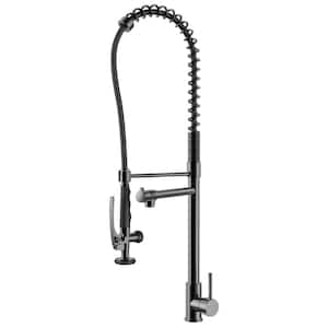 Single-Handle Pull-Down Sprayer Kitchen Faucet with Pot Filler in Matte Black