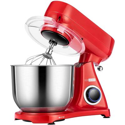 6.7 Qt. 6-Speed 800W Red Stand Mixer with All-metal Housing, Beater, Dough Hook and Whisk
