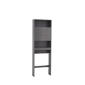 9.05 in. W x 62 in. H x 23.62 in. D Gray MDF Over-the-Toilet Storage with Top Cabinet