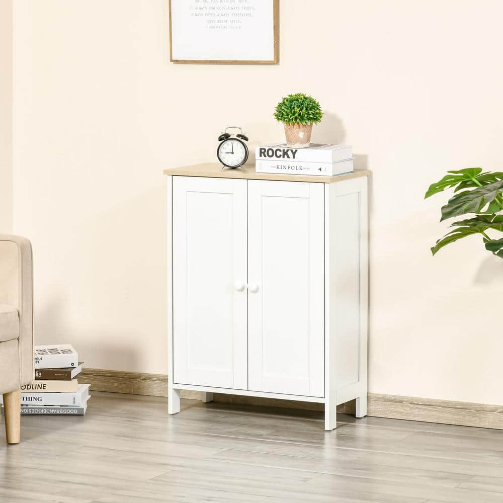 White Freestanding Office Storage Cabinet with Adjustable Shelving