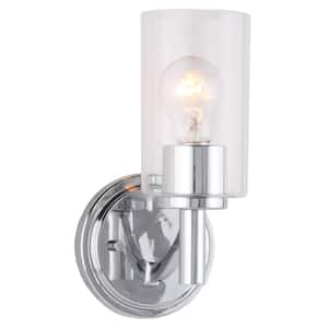 Devora 1-Light Chrome and Clear Class Wall Sconce