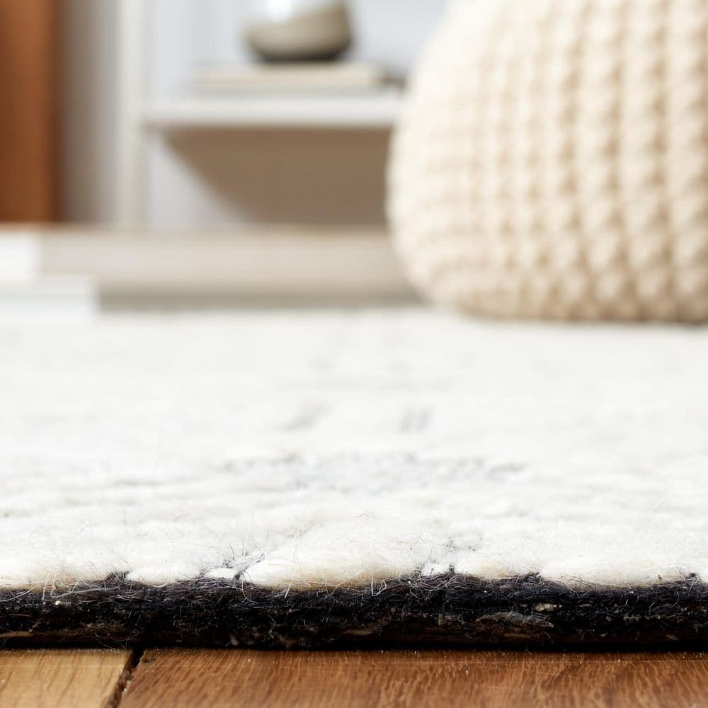 Black Geometric Handmade Wool 8' x 10' Area Rug