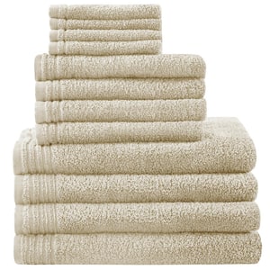Big Bundle 12-Piece Beige 100% Cotton Bath Towel Set