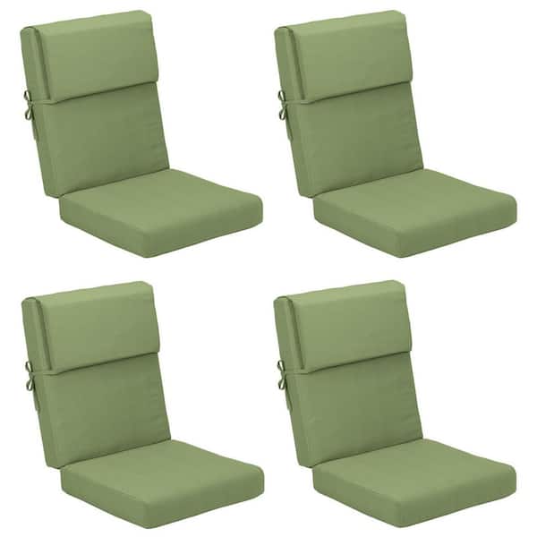 Aoodor 20.5 in. x 20.5 in. Outdoor High Back Chair Cushion with Adjustable Buckles and Ties in Green (4-Pack)