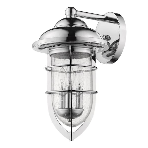 17.5 in. Silver Outdoor Hardwired Sconce with No Bulbs Included