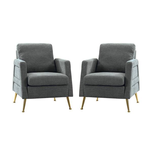 grey armchair with black legs