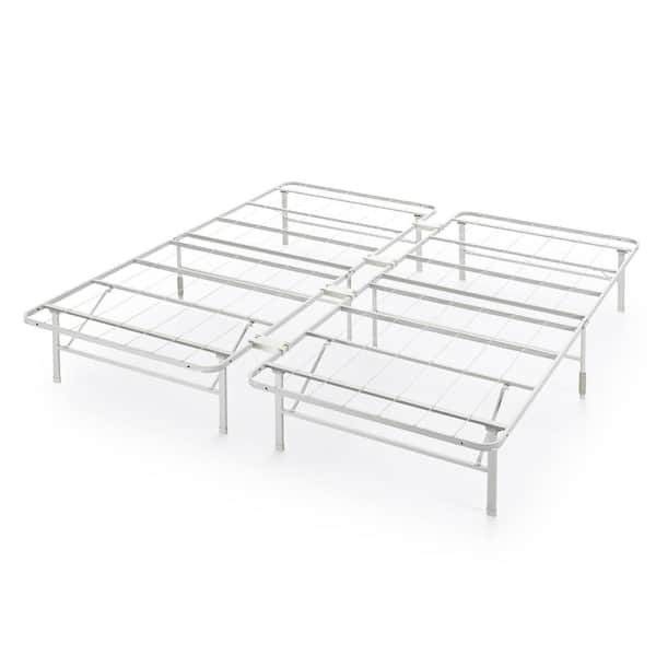 Zinus Smartbase Tool Free Assembly White King Metal Bed Frame Without Headboard Sbbkw 14k Zinus Smartbase Tool Free Assembly, How To Assemble A King Bed Frame