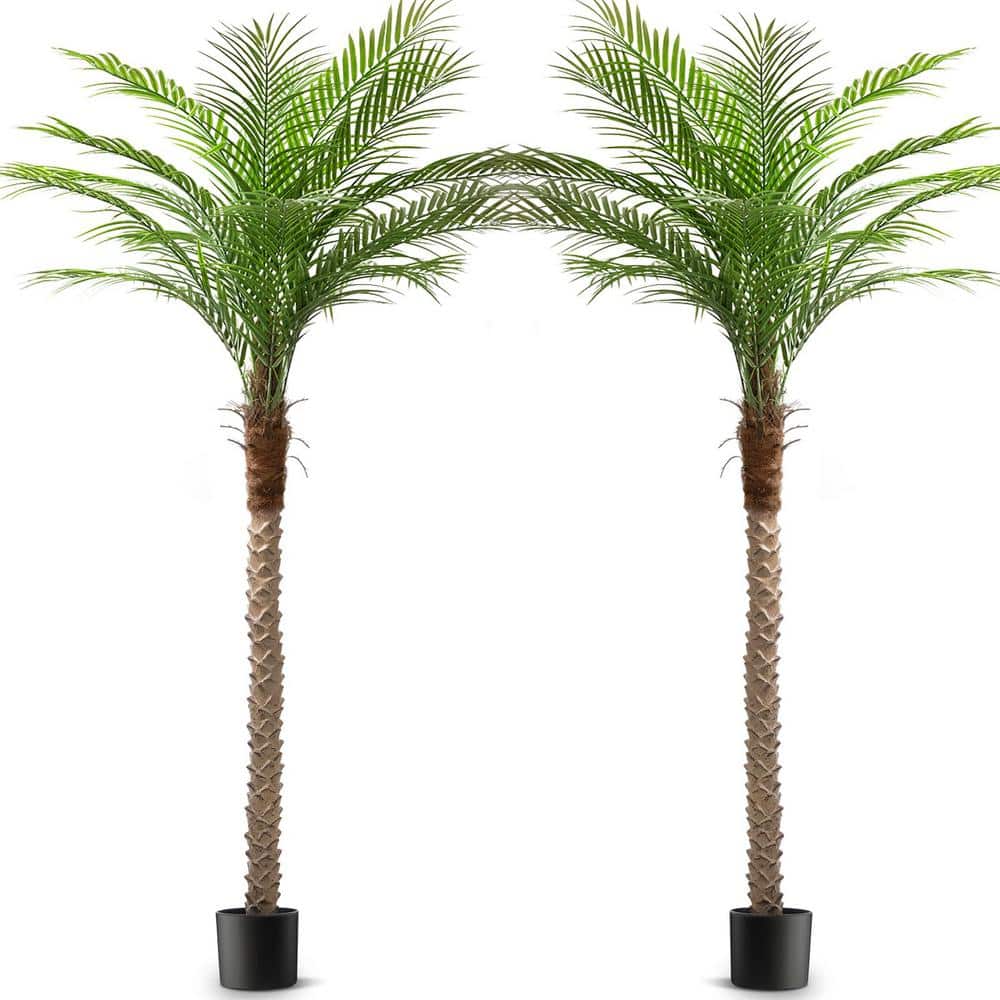 7 ft. Artificial Palm Tree With Black Pot, Faux Trees with 15 Adjustable Le