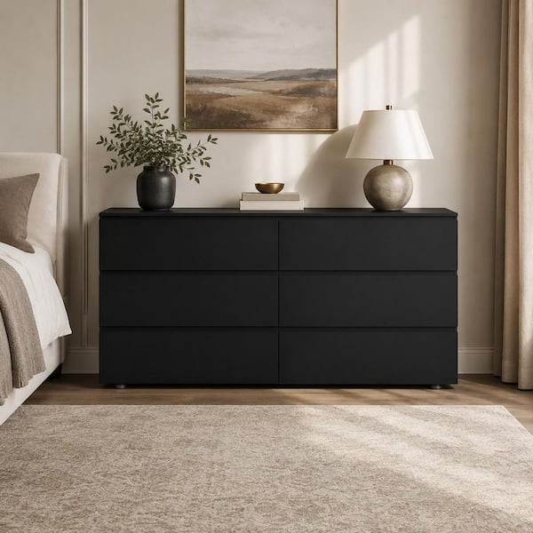 dresser for sale black Marsden Mid-Century Modern 6-Drawer Rattan Cane (54 in. W x 36 in. H) this softly shaped king upholstered panel bed makes a lasting impression in a simply stunning way Aunfebrco Black Double Dresser with