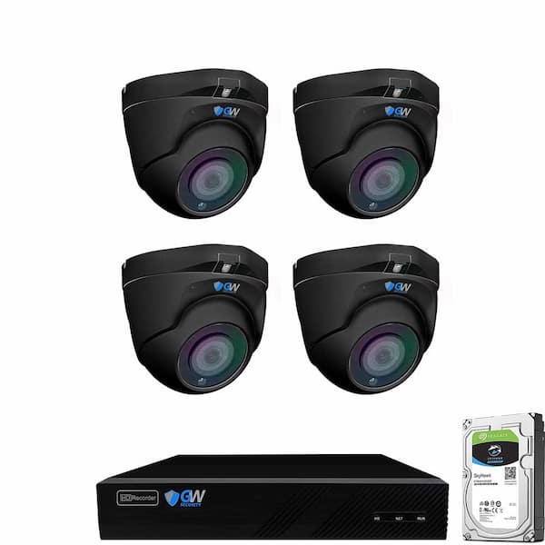 GW Security 8-Channel 8MP 1TB NVR Security Camera System 4 Wired Turret Cameras 2.8mm-12mm Motorized Lens Human/Vehicle Detection