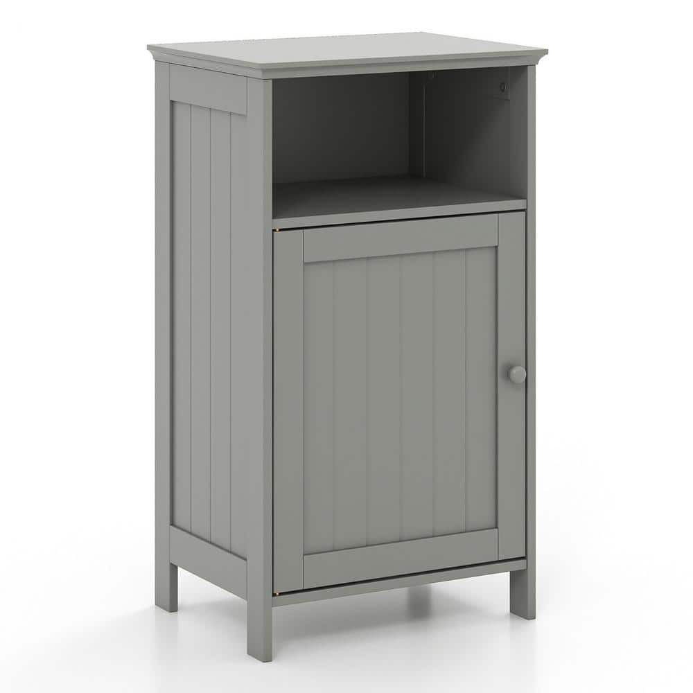 Gymax Bathroom Floor Storage Cabinet Side Table with Open Compartment ...