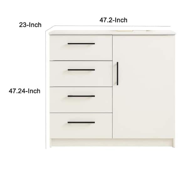 Benjara White 4-Drawers 47.2 in. Wide Chest of Drawers BM337110