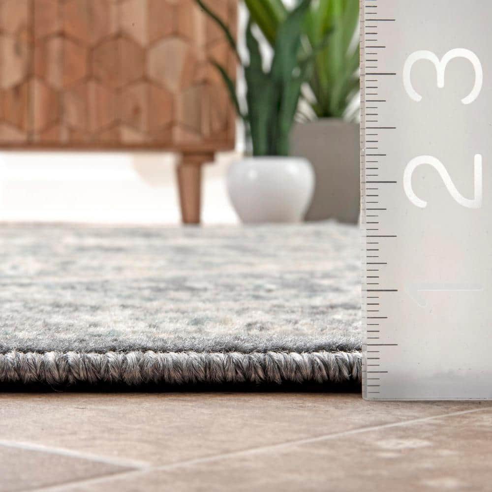 Charcoal and Beige Synthetic 8' x 10' Stain-Resistant Area Rug