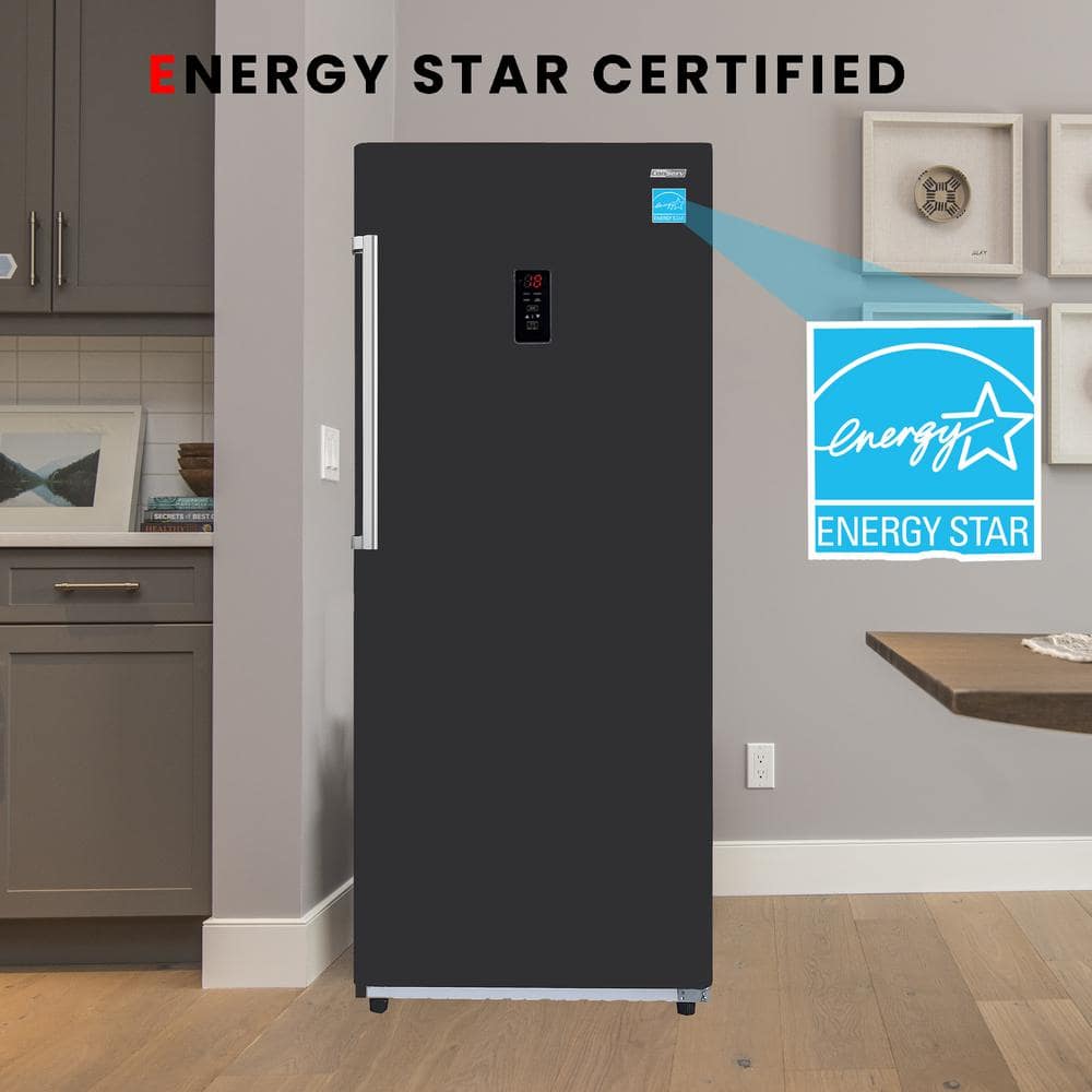 28 in. 14 cu. ft. 110V Frost Free Upright Freezer Refrigerator Convertible E-Star Garage Ready in Black