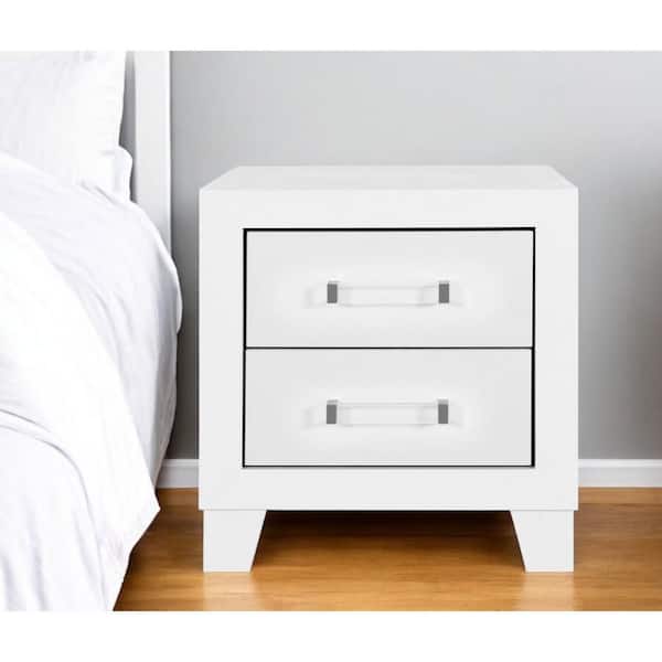 White 2-Drawer 23.66 in. Nightstand