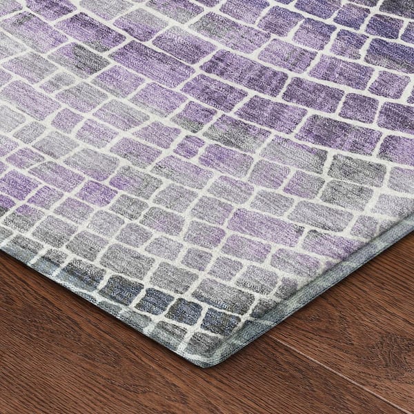 Mayfield Premium Machine Washable Abstract AMF2524 Lavender 3 ft. x 5 ft. Area Rug