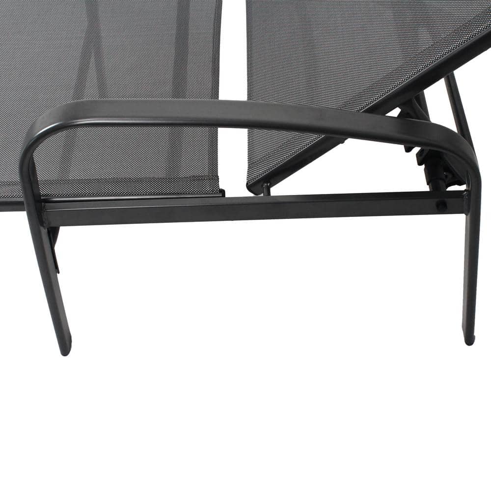 Gray Steel Frame Weather Resistant Outdoor Chaise Lounge